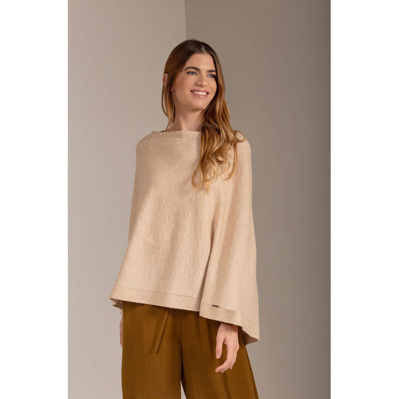 Alpaka Poncho URAL aus Baby Alpaka und Bio Baumwolle